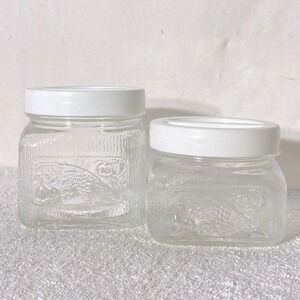 Vintage Glass Canister  Set With Borgonovo Italy Plastic Lids
